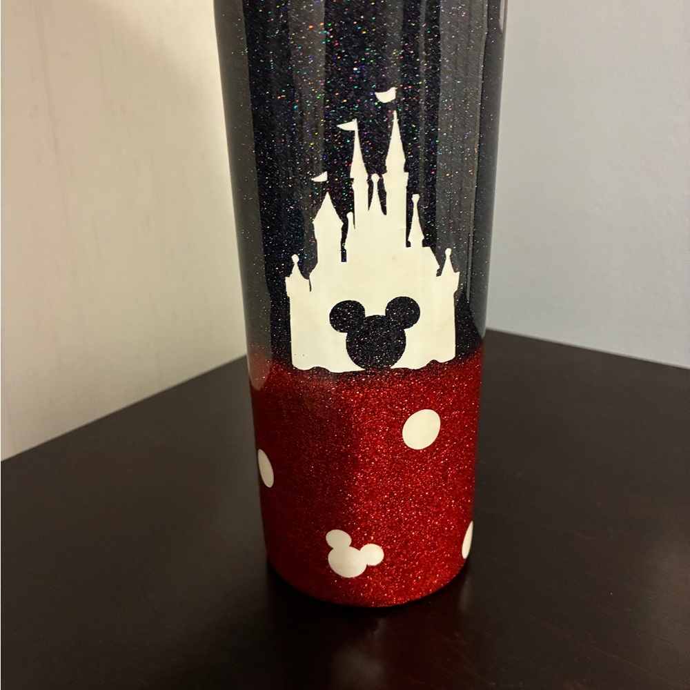 Glitter Castle Tumbler with Red and Black Design